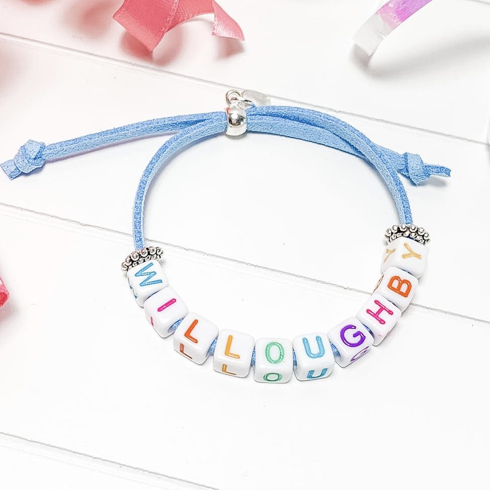 Blue Suede Personalised Bracelet Personalised Suede Cord Friendship Bracelets