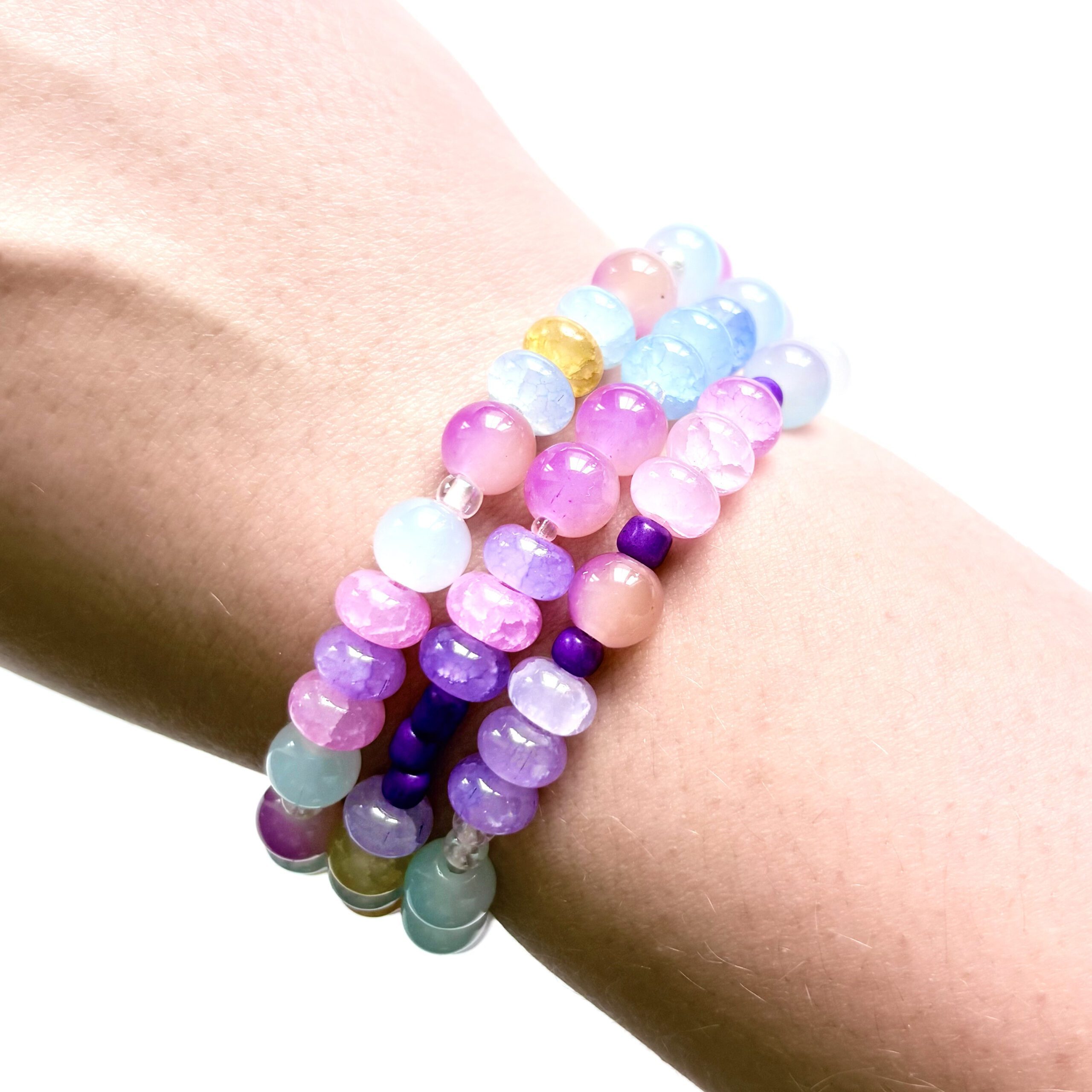 sunset jewellery making set sunset jewellery making set. 1 necklace and 3 bracelets in pink, purple and yellow colours