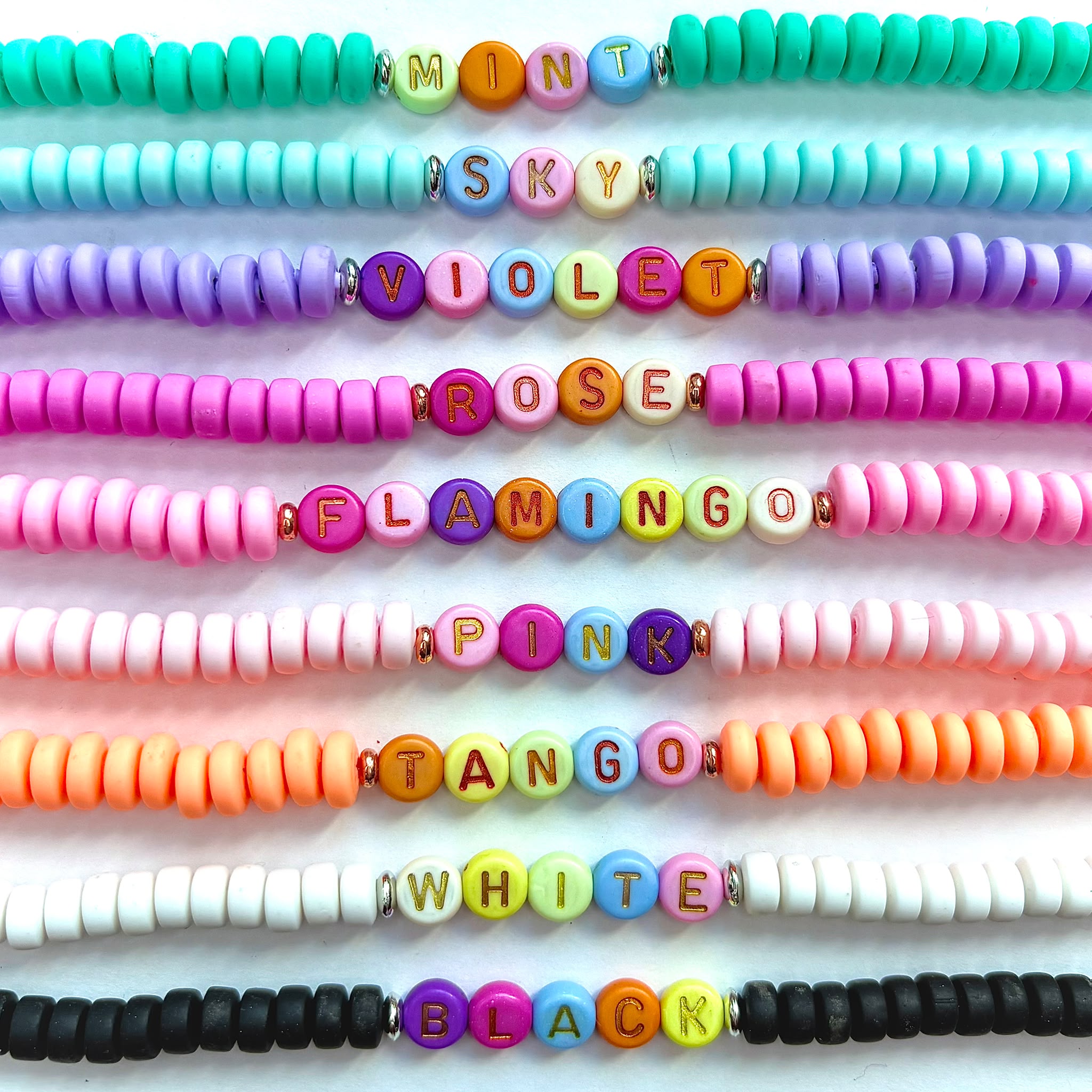 Bracelet Colours A display of bracelets in different colours